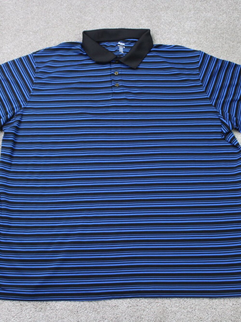 Reebok Golf Polo Shirt Mens 5XL Blue/Black Striped PlayDry Short Sleeve XXXXXL